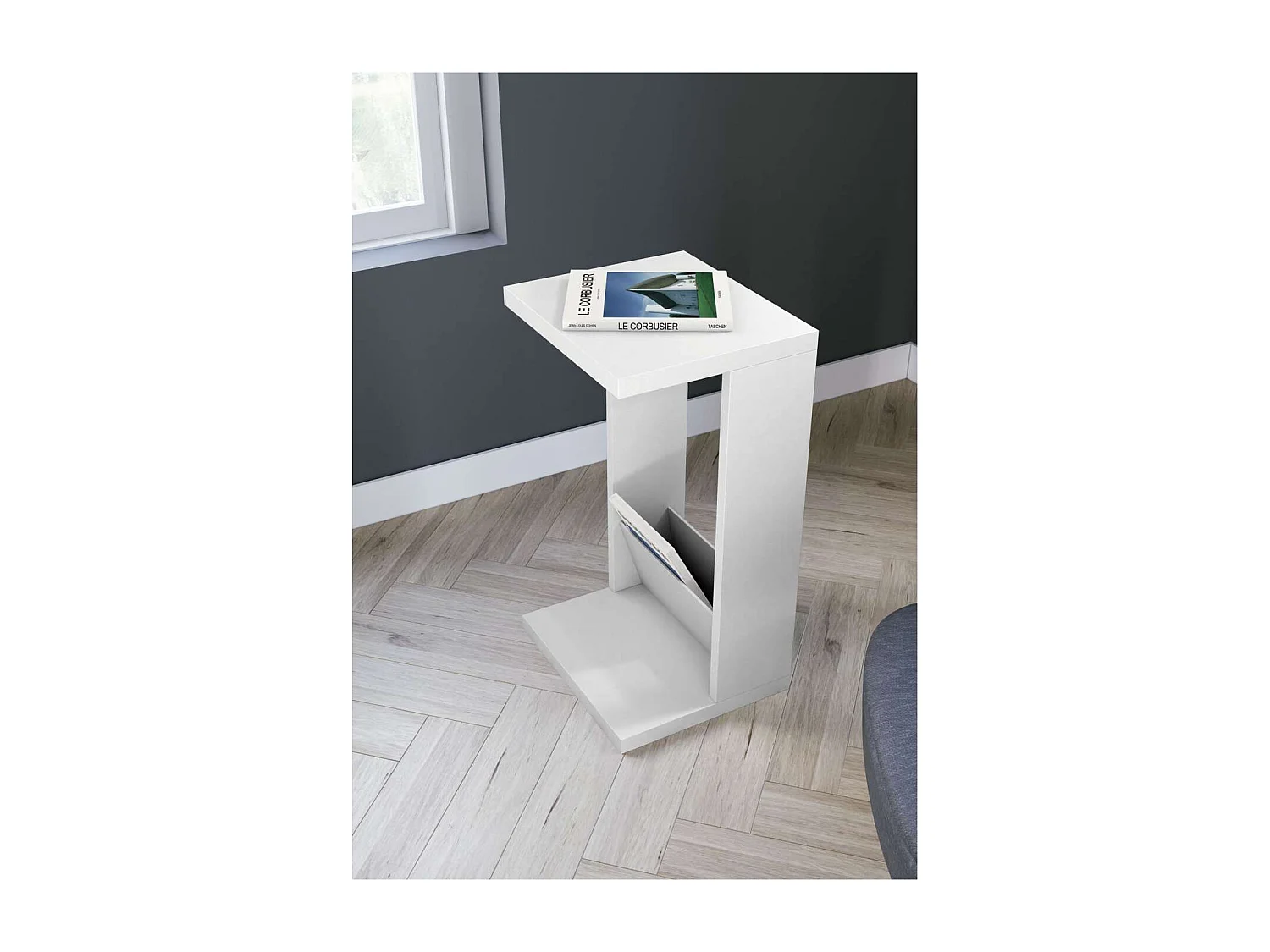 Mesa velador 553 para salón acabado blanco, 71 cm(alto)40 cm(ancho)35 cm(largo)