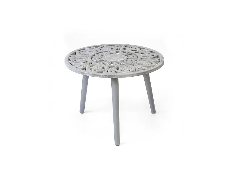 Mesa auxiliar redonda barata acabado gris, 46cm(alto) 48cm(ancho) 36cm(largo)