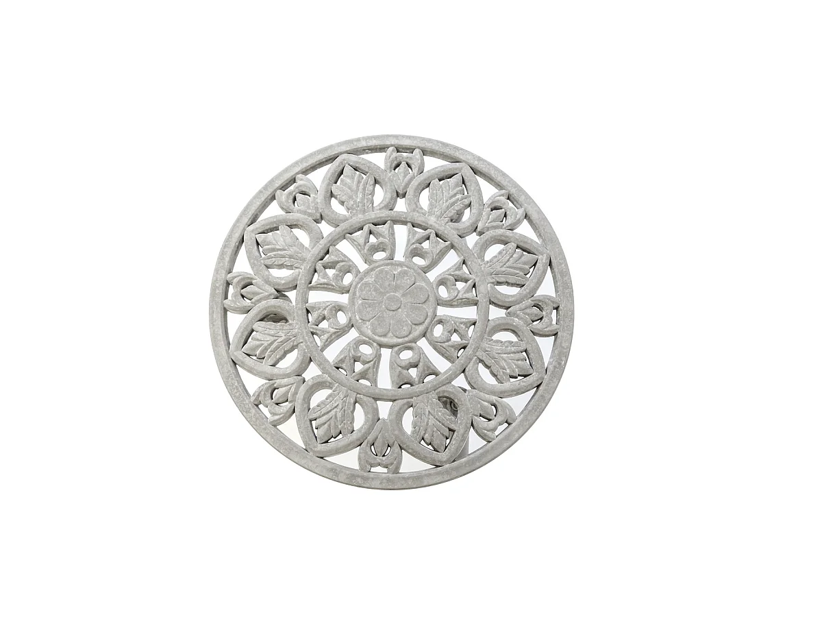 Mesa auxiliar redonda barata acabado gris, 46cm(alto) 48cm(ancho) 36cm(largo)