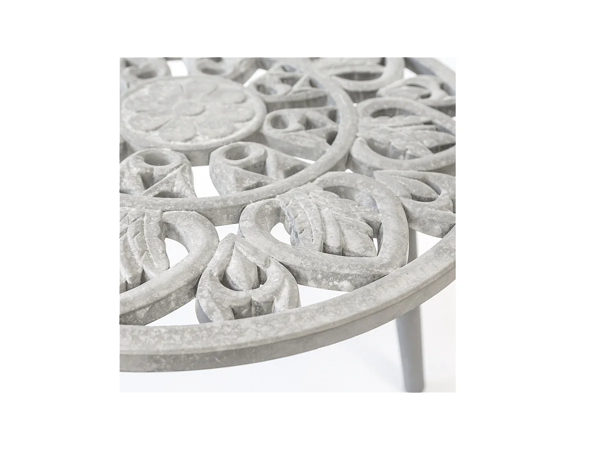 Mesa auxiliar redonda barata acabado gris, 46cm(alto) 48cm(ancho) 36cm(largo)