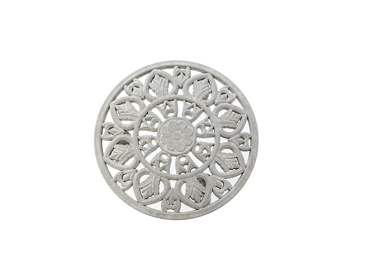 Mesa auxiliar redonda barata acabado gris, 46cm(alto) 48cm(ancho) 36cm(largo)