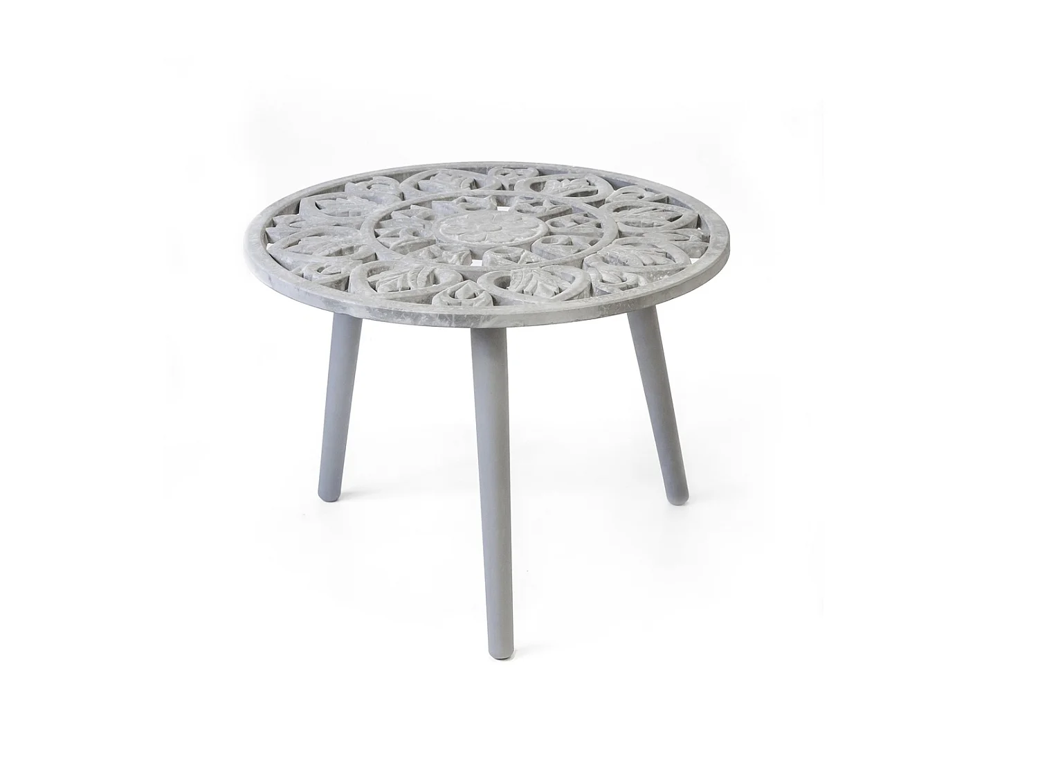 Mesa auxiliar redonda barata acabado gris, 36cm(alto) 48cm(ancho) 48cm(largo)