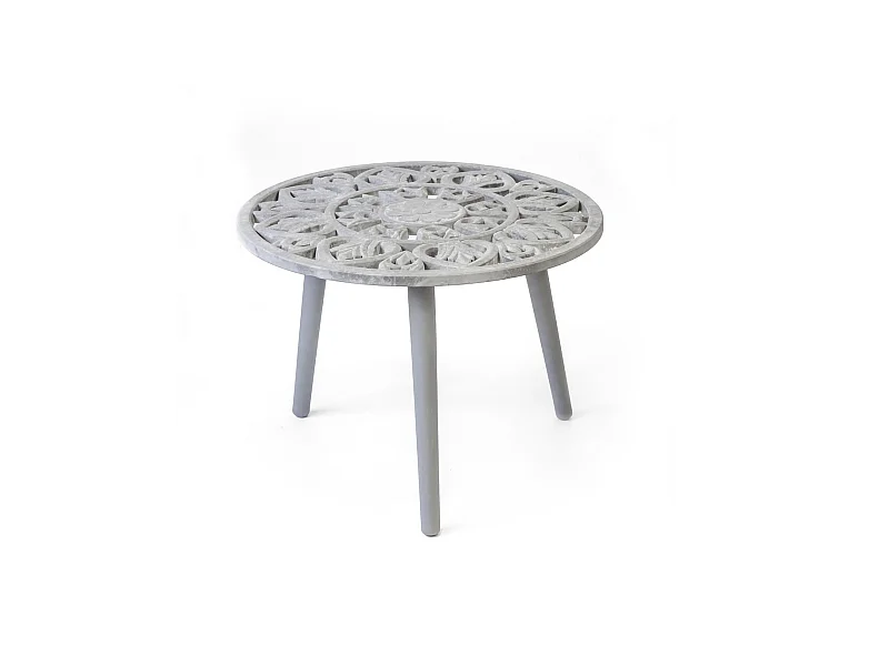 Mesa auxiliar redonda barata acabado gris, 46cm(alto) 48cm(ancho) 36cm(largo)