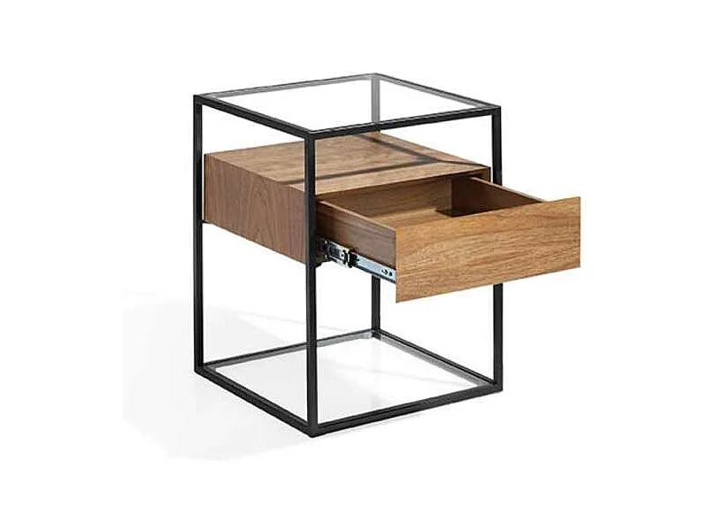 Mesa auxiliar chapado en nogal Arlet, 43 x 43 x 54 cm (alto x ancho x alto)