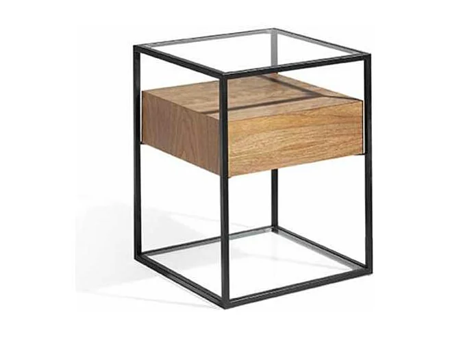 Mesa auxiliar chapado en nogal Arlet, 43 x 43 x 54 cm (alto x ancho x alto)