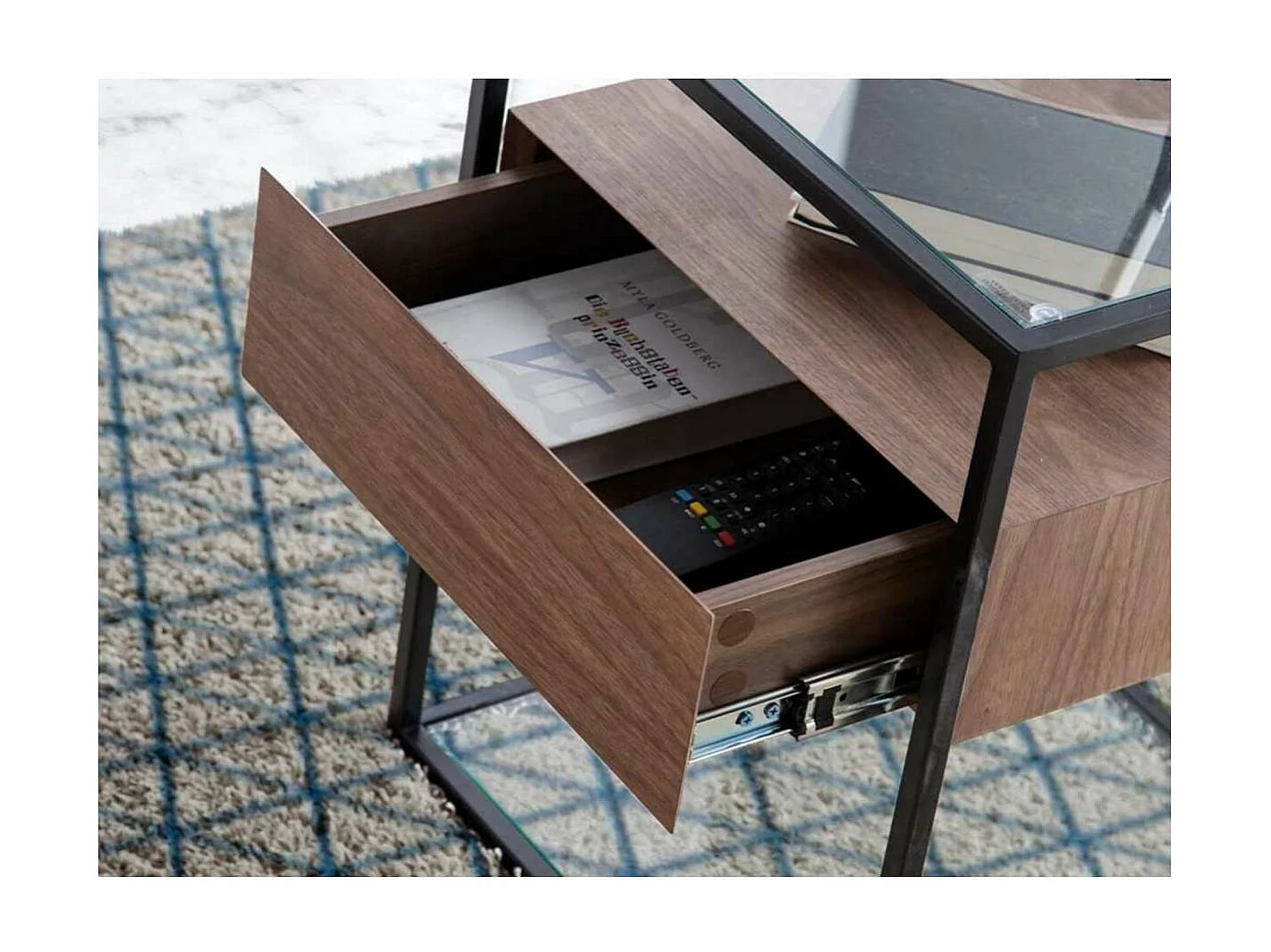 Mesa auxiliar chapado en nogal Arlet, 43 x 43 x 54 cm (alto x ancho x alto)