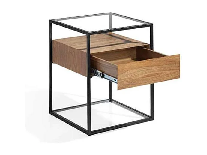 Mesa auxiliar chapado en nogal Arlet, 43 x 43 x 54 cm (alto x ancho x alto)