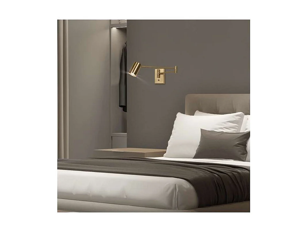 Aplique de pared led modelo Romeo acabado latón, 8cm(ancho) 63cm (fondo) 12cm(alto).