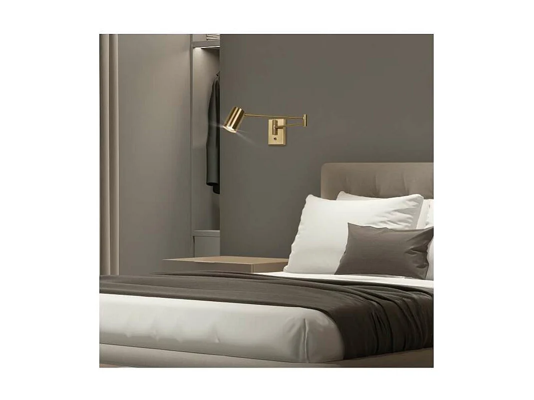 Aplique de pared led modelo Romeo acabado latón, 8cm(ancho) 63cm (fondo) 12cm(alto).