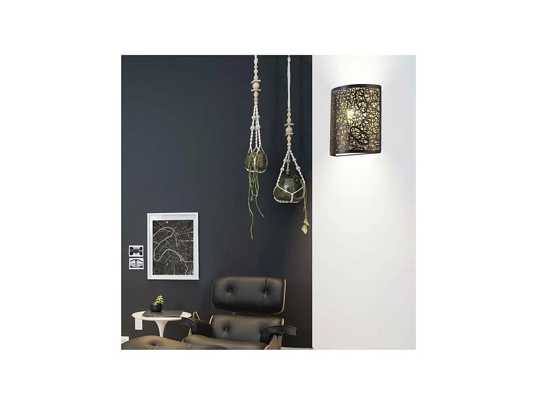 Aplique de pared modelo Gael acabado negro-oro 23cm(alto)23 cm(ancho)9 cm(largo)
