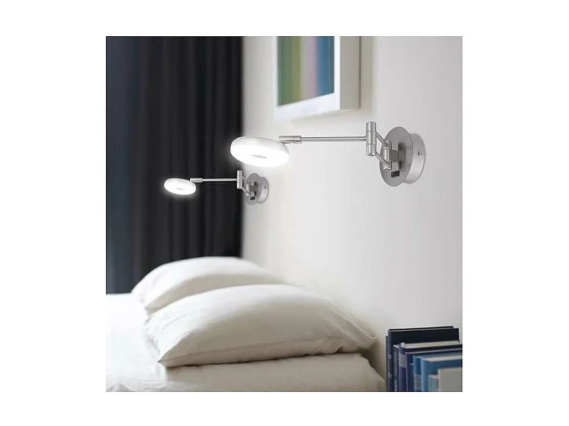 Aplique de pared modelo Damian acabado niquel satinado 10cm(alto) 11cm(ancho) 40cm(fondo)