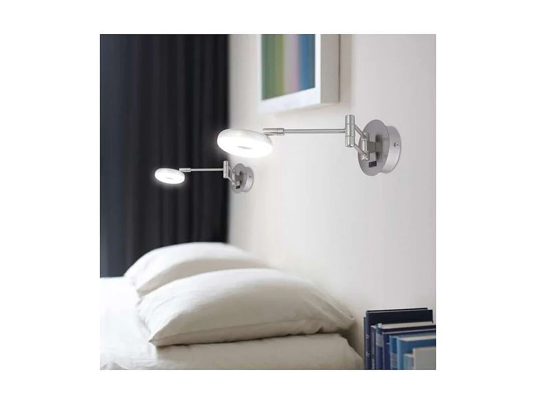 Aplique de pared modelo Damian acabado niquel satinado 10cm(alto) 11cm(ancho) 40cm(fondo)
