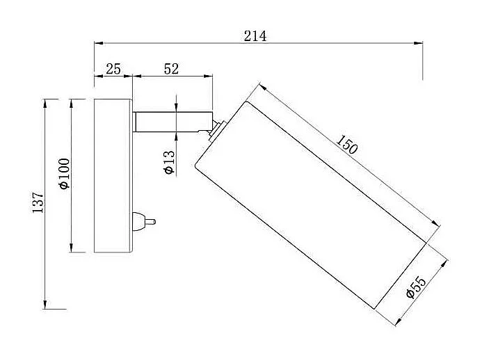 Aplique a pared modelo Antia acabado negro, 14cm(alto) 10cm(ancho) 23cm (fondo)