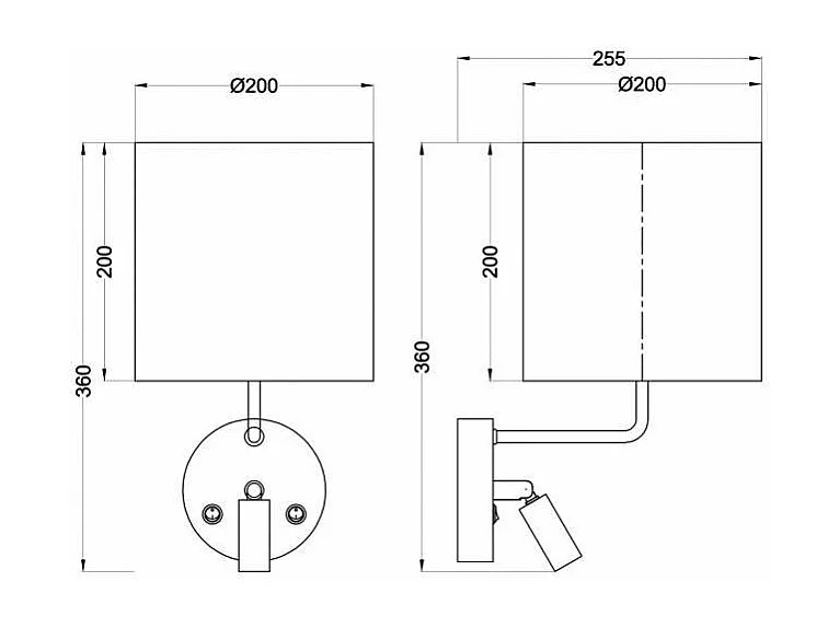 Aplique de pared modelo Oregon acabado negro, 20cm(ancho) 25cm(fondo) 36cm(alto).