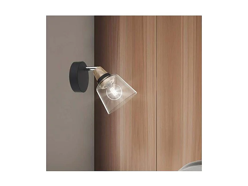 Aplique de pared modelo Indigo acabado negro 18cm(ancho) 23cm(alto)21cm(fondo).