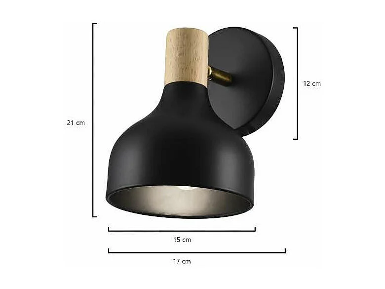 Aplique de pared modelo Arán acabado negro 18 cm(alto) 13 cm(ancho) 13 cm(fondo