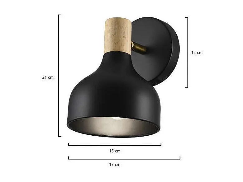 Aplique de pared modelo Arán acabado negro 18 cm(alto) 13 cm(ancho) 13 cm(fondo