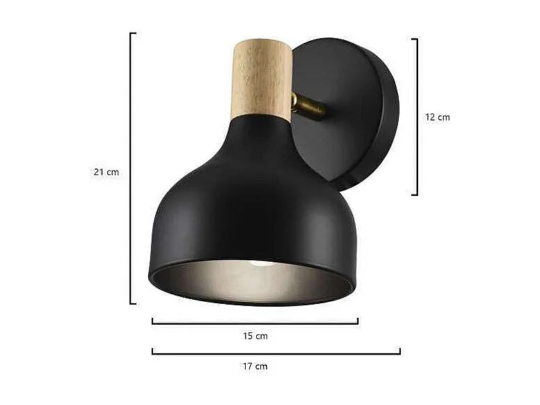 Aplique de pared modelo Arán acabado negro 18 cm(alto) 13 cm(ancho) 13 cm(fondo