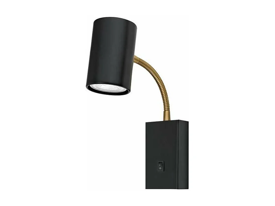 Aplique a pared modelo Tayron acabado negro/cuero, 26cm(alto) 14cm(ancho) 6cm(fondo)