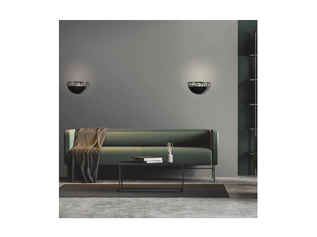 Aplique a pared modelo Pang acabado negro, 16cm(alto) 29cm(ancho) 15cm (fondo)