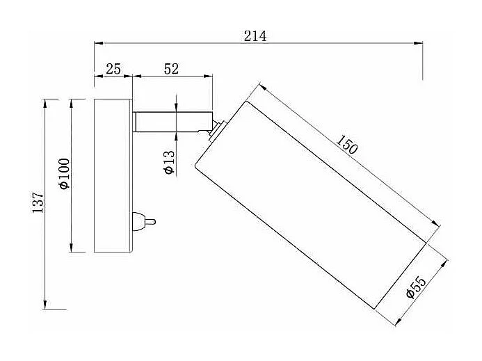 Aplique a pared modelo Antia acabado niquel satinado, 14cm(alto) 10cm(ancho) 23cm (fondo)