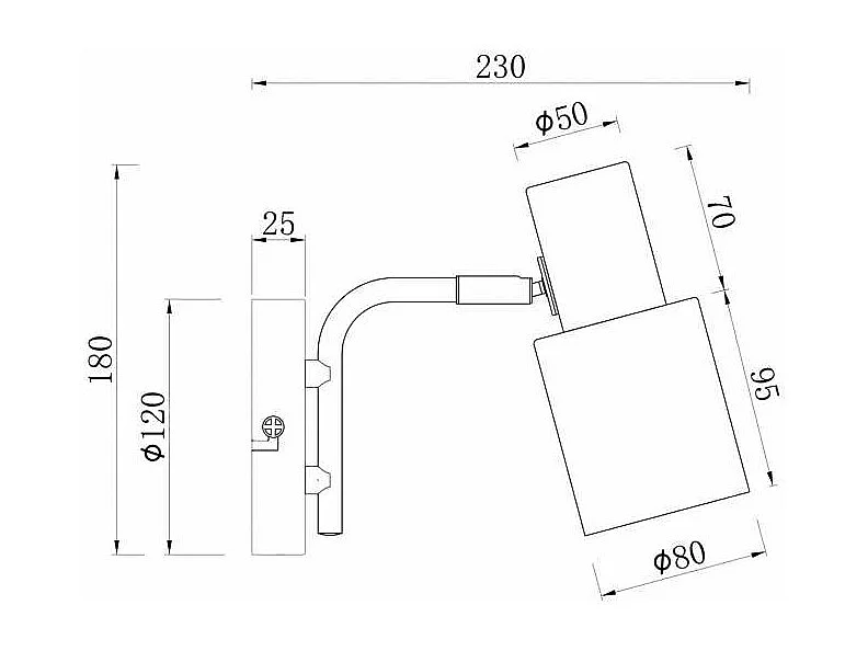 Aplique a pared modelo Maena acabado negro/cuero, 18cm(alto) 10cm(ancho) 8cm(fondo)