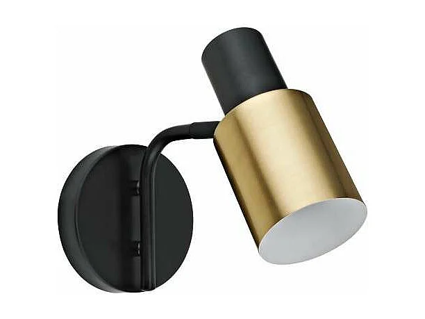 Aplique a pared modelo Maena acabado negro/cuero, 18cm(alto) 10cm(ancho) 8cm(fondo)