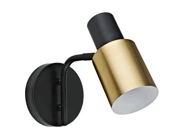 Aplique a pared modelo Maena acabado negro/cuero, 18cm(alto) 10cm(ancho) 8cm(fondo)