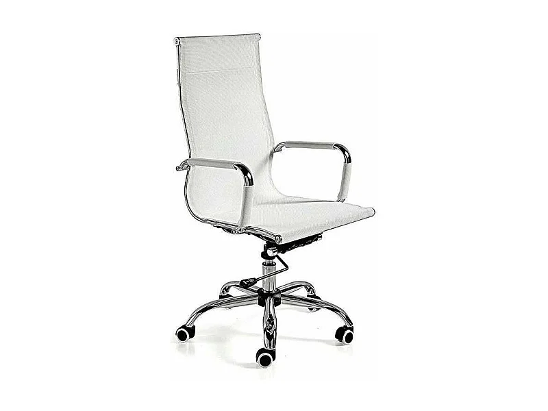 Silla despacho giratoria elevable acabado blanco, 60 cm(ancho) 108-115 cm(altura) 66cm(fon