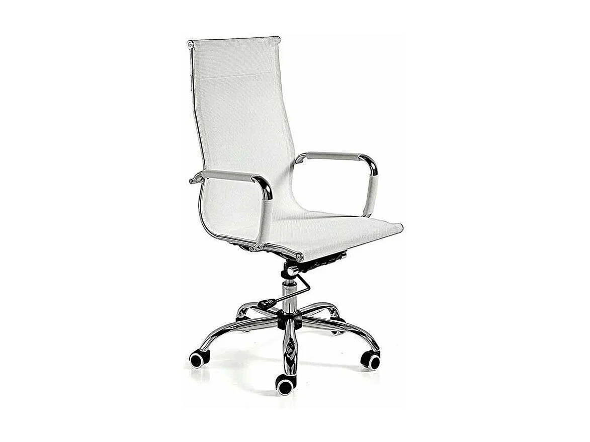 Silla despacho giratoria elevable acabado blanco, 60 cm(ancho) 108-115 cm(altura) 66cm(fon