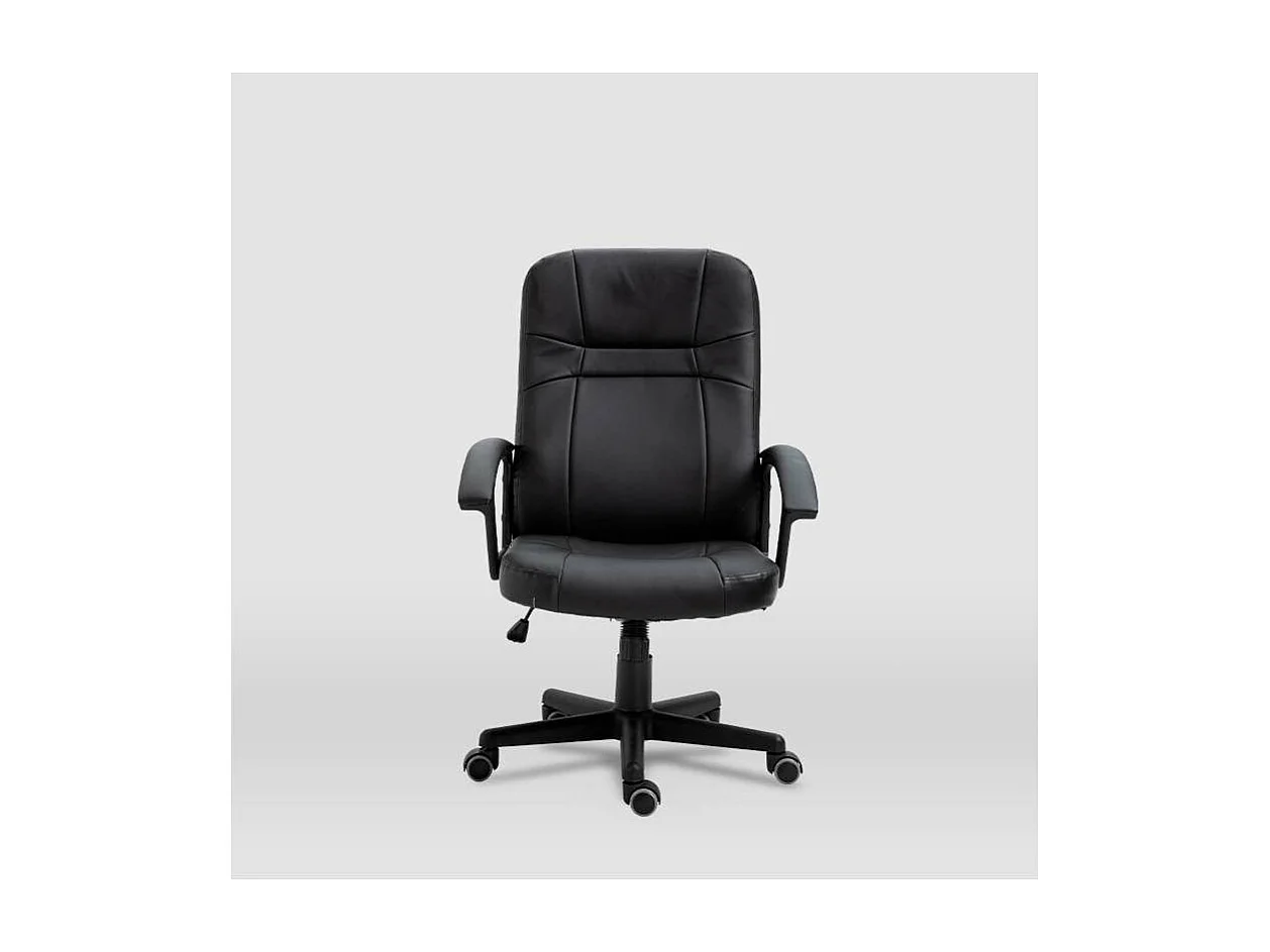 Silla de oficina Elsa en piel sintética negra. Alto: 100-110, Ancho: 65, Fondo: 68.