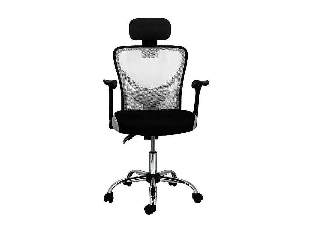 Silla de escritorio Carla en gris y negro. Alto: 107-117, Ancho: 64, Fondo: 67