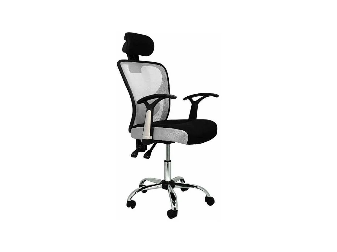 Silla de escritorio Carla en gris y negro. Alto: 107-117, Ancho: 64, Fondo: 67