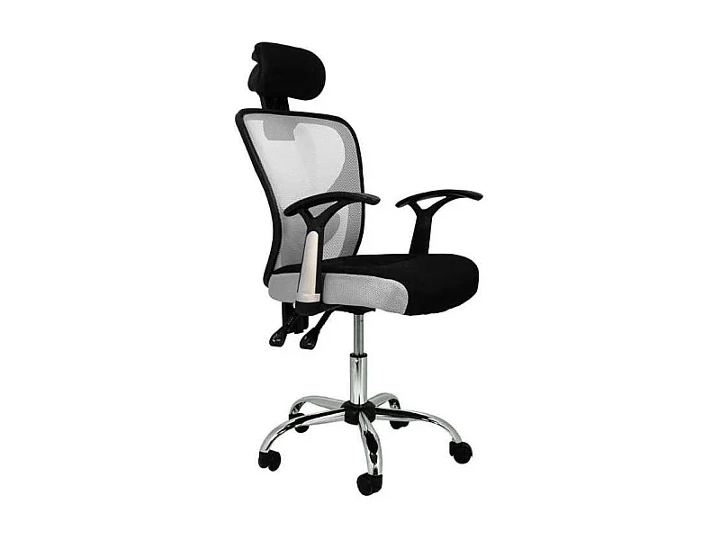 Silla de escritorio Carla en gris y negro. Alto: 107-117, Ancho: 64, Fondo: 67