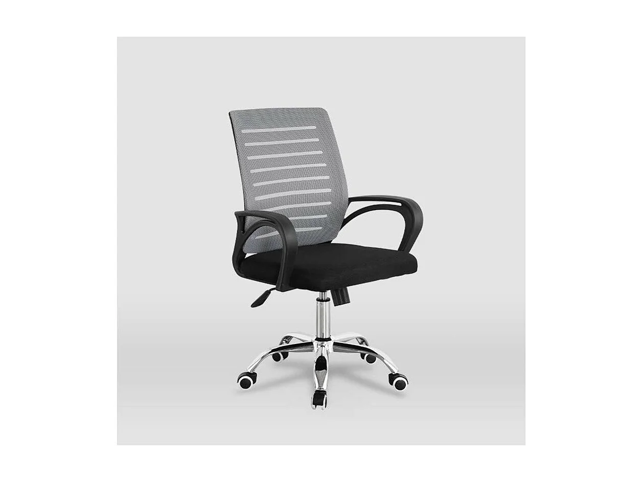 Silla despacho giratoria Emma tapizada en tejido transpirable gris, 92/102cm(alto) 61cm(an