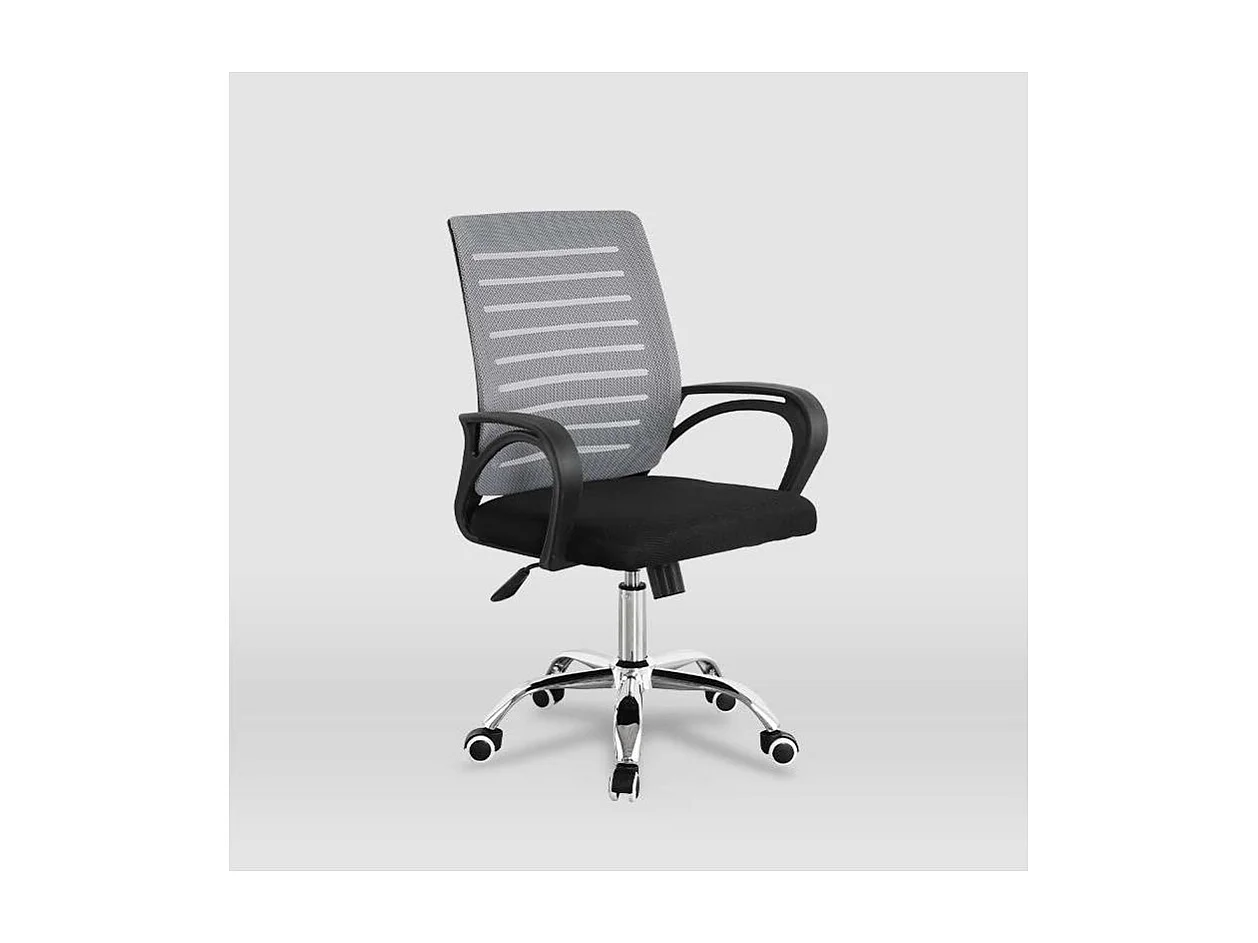 Silla despacho giratoria Emma tapizada en tejido transpirable gris, 92/102cm(alto) 61cm(an