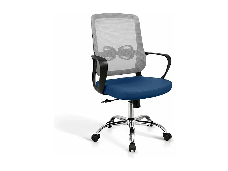 Silla despacho giratoria elevable acabado gris/azul, 60m(ancho) 100/110cm(altura) 61cm(fon