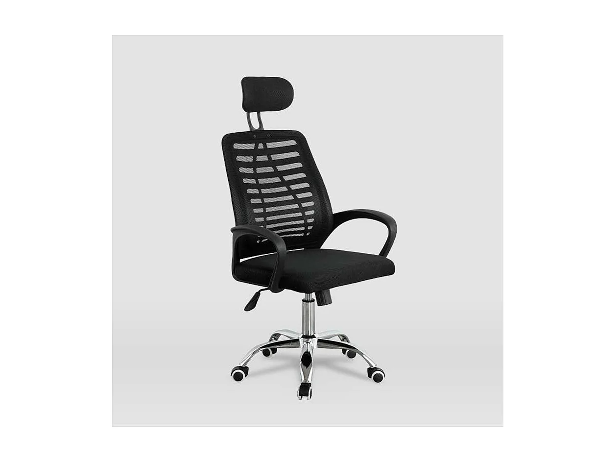 Silla despacho giratoria Esther tapizada en tejido transpirable negro, 111/121cm(alto) 61c