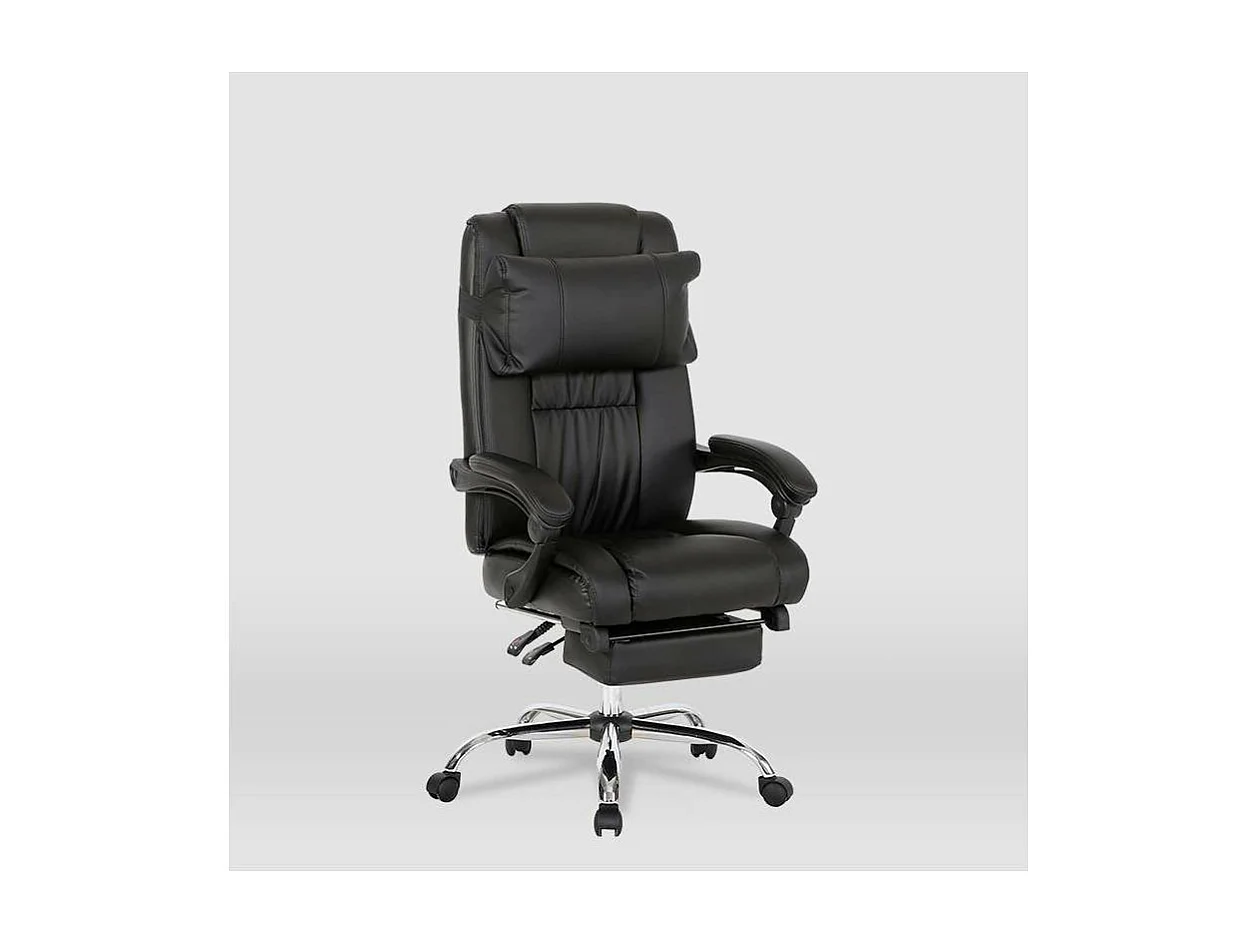 Silla de oficina Samanta en piel sintética negra. Alto: 118/125.5cm Ancho: 63.5cm Fondo: