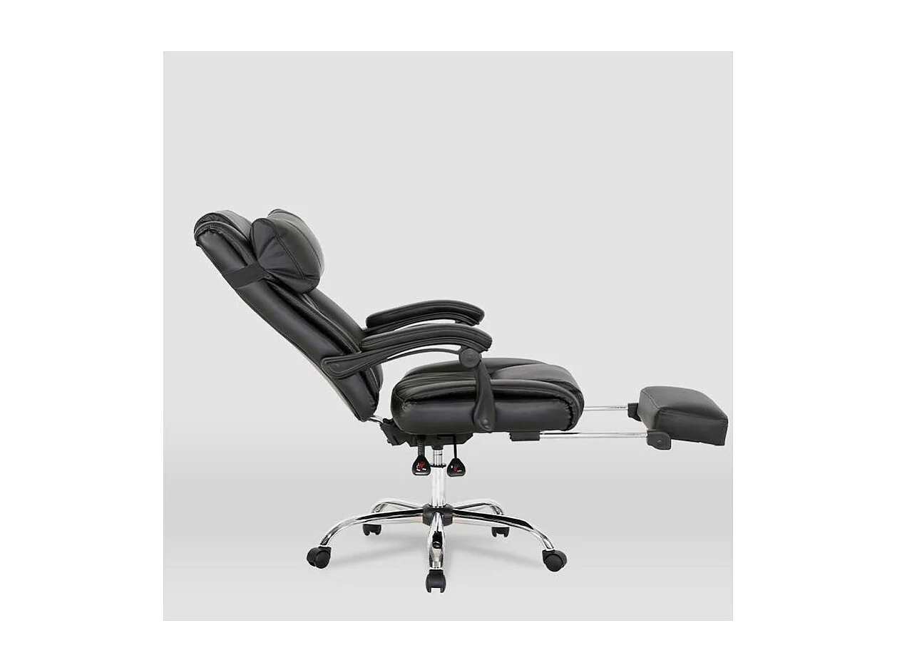 Silla de oficina Samanta en piel sintética negra. Alto: 118/125.5cm Ancho: 63.5cm Fondo: