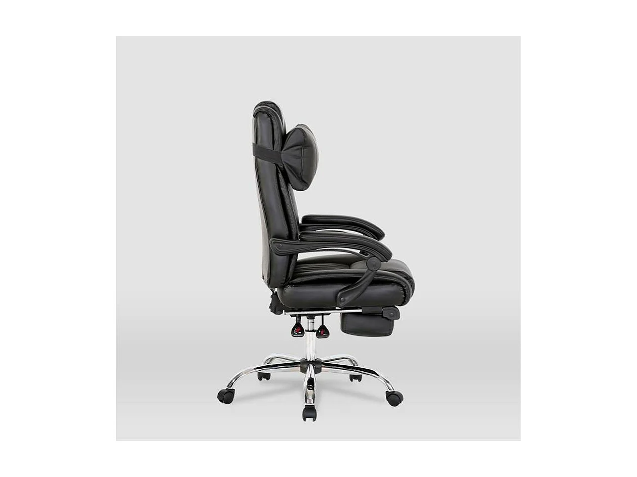 Silla de oficina Samanta en piel sintética negra. Alto: 118/125.5cm Ancho: 63.5cm Fondo: