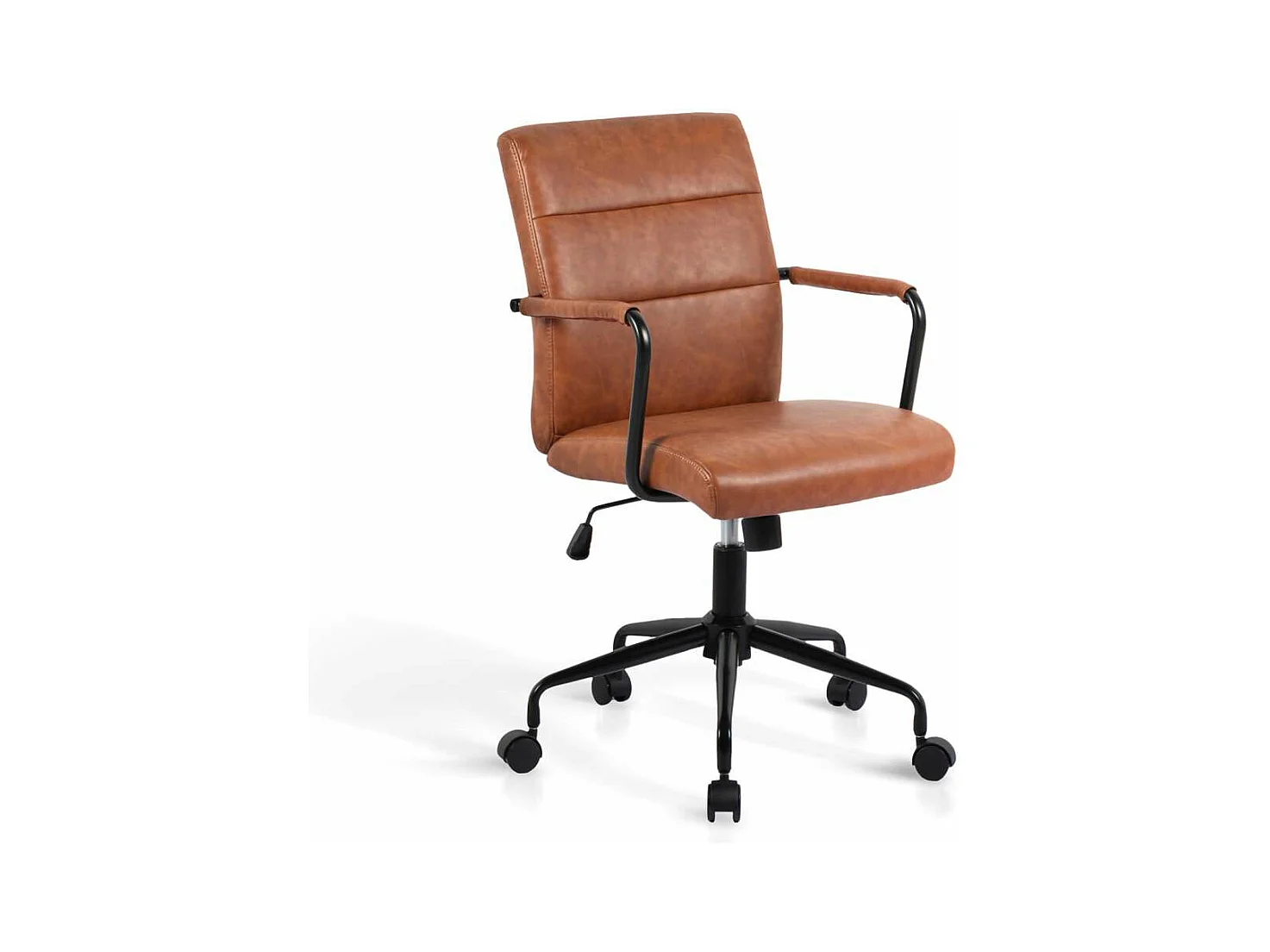 Silla despacho giratoria elevable acabado polipiel marrón, 64m(ancho) 91/99cm(altura) 70c