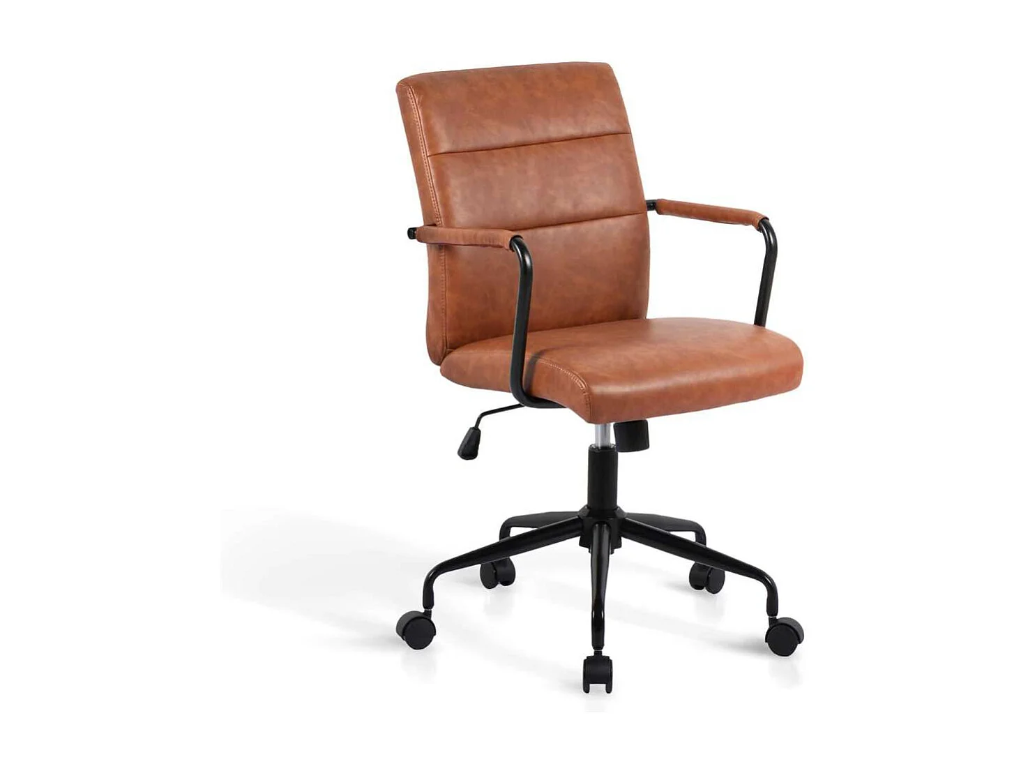 Silla despacho giratoria elevable acabado polipiel marrón, 64m(ancho) 91/99cm(altura) 70c