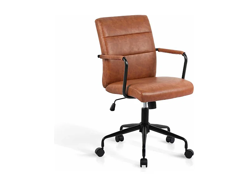 Silla despacho giratoria elevable acabado polipiel marrón, 64m(ancho) 91/99cm(altura) 70c