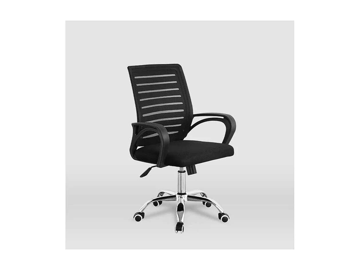 Silla despacho giratoria Emma tapizada en tejido transpirable negro, 92/102cm(alto) 61cm(a