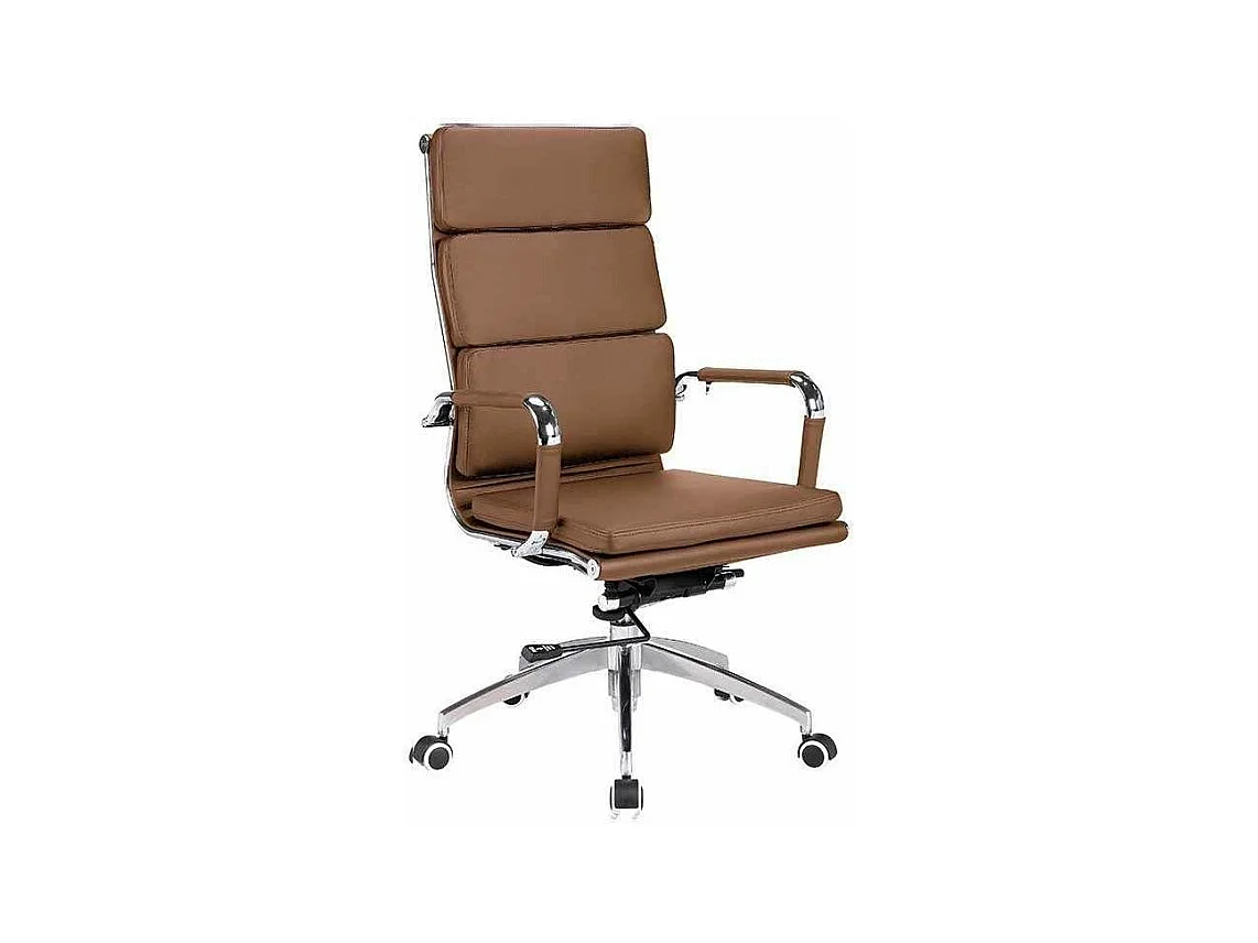Silla despacho giratoria elevable piel sintetica en color marrón, 109-116 cm(alto)61 cm(a