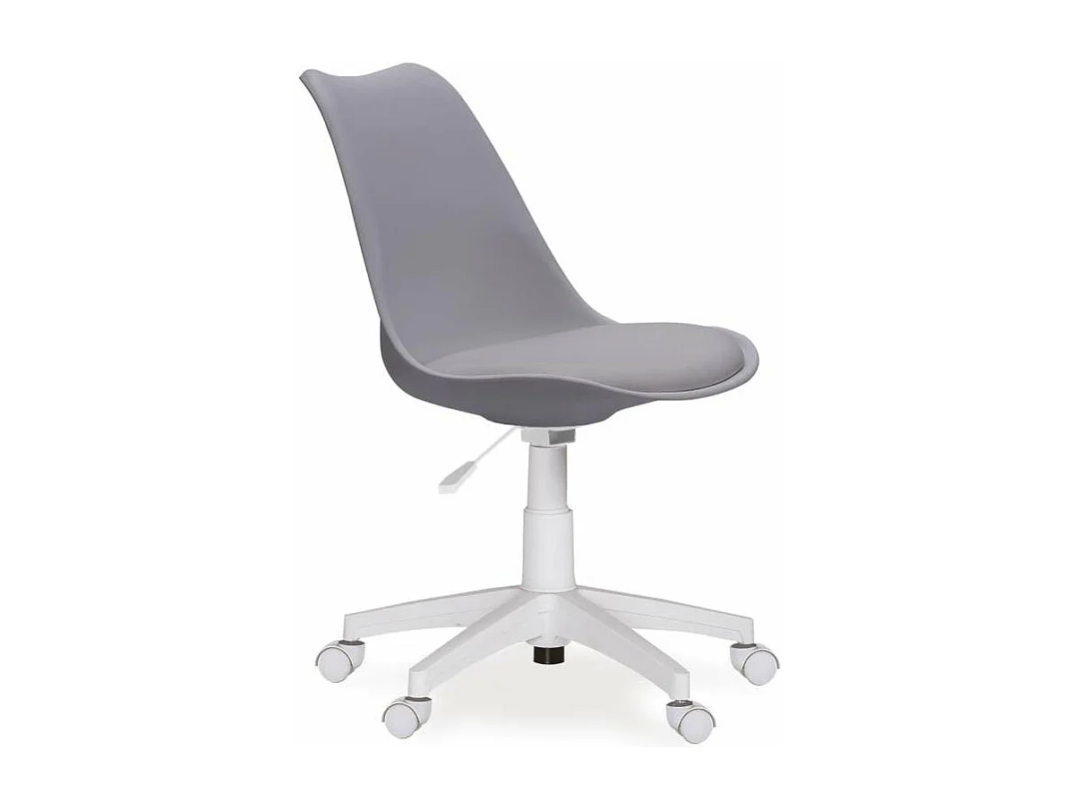 Sillón giratorio Lina tapizado en simil piel gris, 79-89cm(alto) 60cm(ancho) 60cm(fondo).