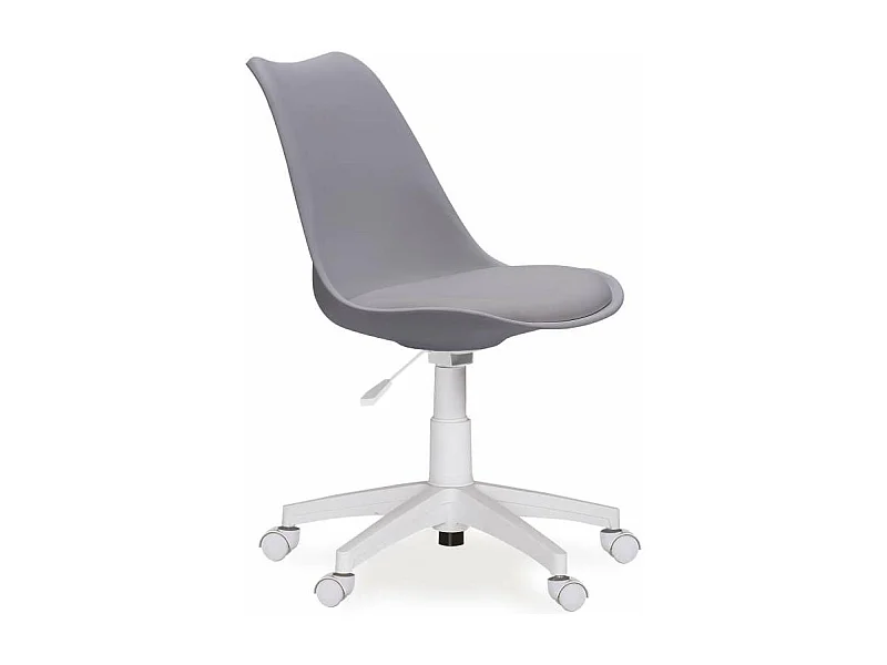 Sillón giratorio Lina tapizado en simil piel gris, 79-89cm(alto) 60cm(ancho) 60cm(fondo).