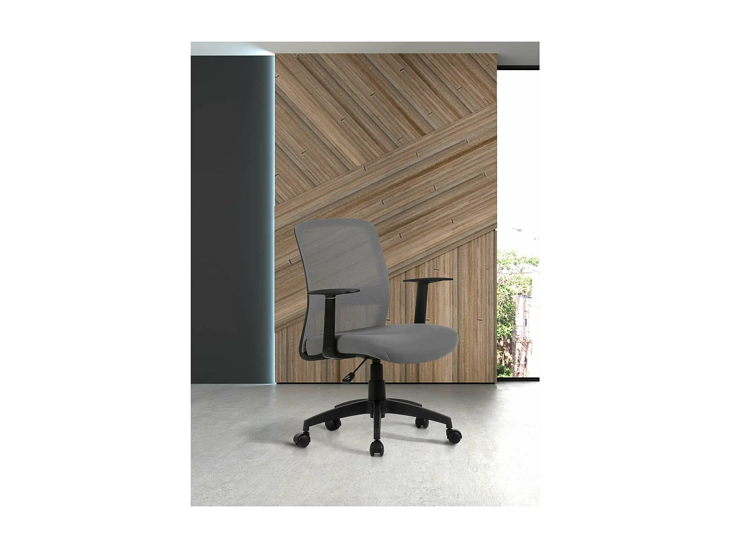 Silla despacho giratoria elevable acabado gris, 61m(ancho) 87/94cm(altura) 59cm(fondo)