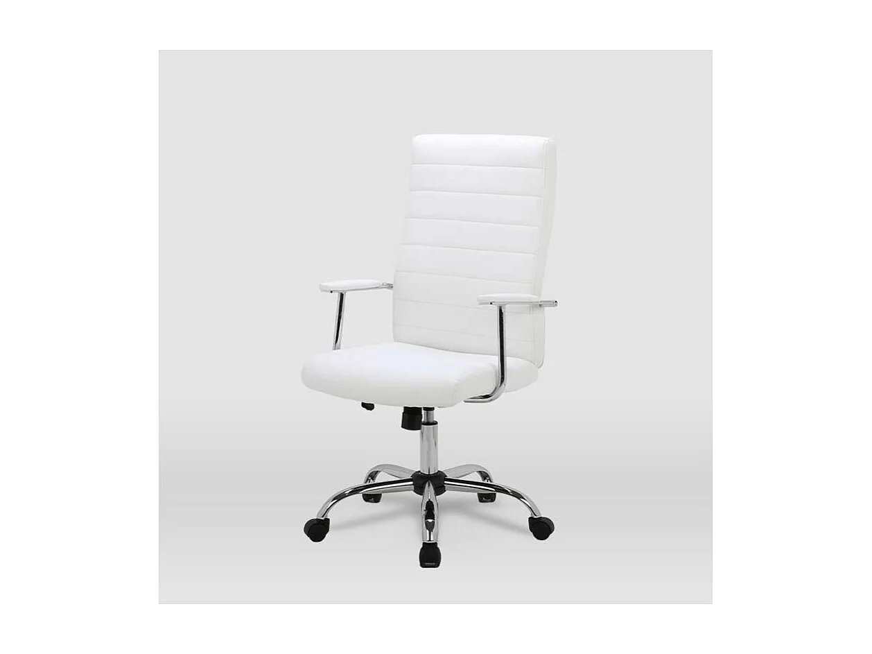 Silla de oficina Lara acabado blanco. Alto: 107/117cm Ancho: 57.5cm Fondo: 60.5cm.